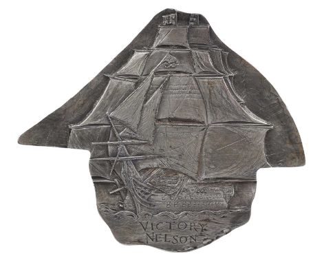 Bicentenary of the Battle of Trafalgar: a silver medal, 75 x 63mm, off irregular shape following the lines of a sketch of Adm