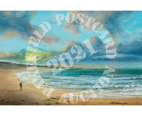 Towards the Light - Oil on Board. "Towards the light" was inspired by a visit to a beach on the North West Coast of Ireland. 