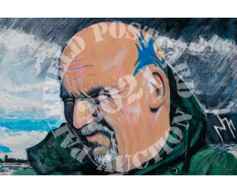 Wind in my Face - Acrylic. My postcard painting is based on of Peter Seago RIPWho was a resident of Pakefield. He would regul