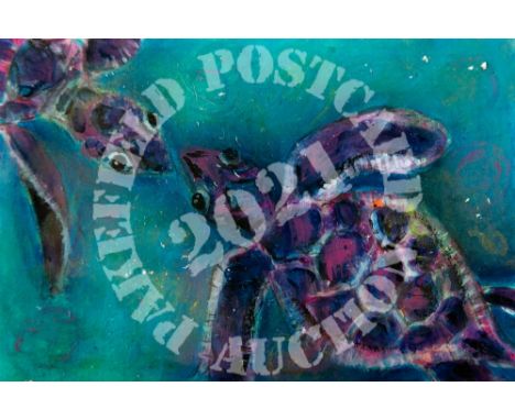 Turtles - Acrylic &amp; resin. I have produced this piece depicting 2 turtles swimming freely in the clear seas using acrylic