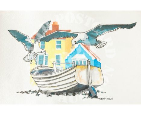 The Beach - Pen &amp; watercolour. The Beach ... if you live locally you'll know which one ... seagulls are the same where ev