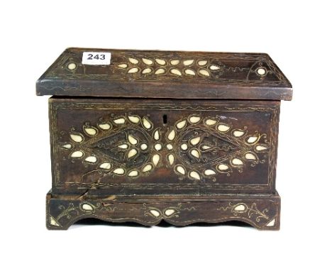 Islamic Interest, mother of pearl decorated wooden casket 34cm x 18cm x 25cm
