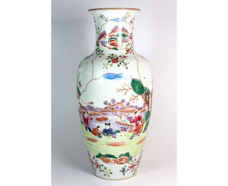 A lovely Chinese hand painted porcelain vase in Canton enamel colours H 38cm