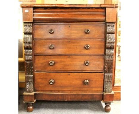Large 19thC Mahogany veneered Scotch chest (117cm x 136cm)