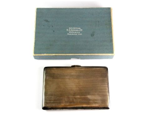 Heavy hallmarked silver engine turned cigarette case