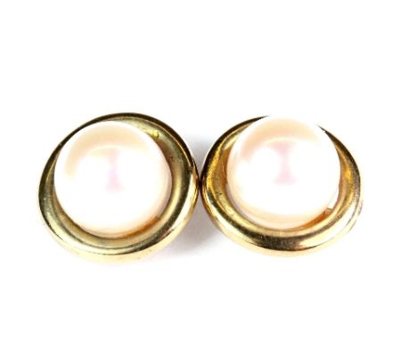 A pair of 9ct gold and cultured pearl earrings