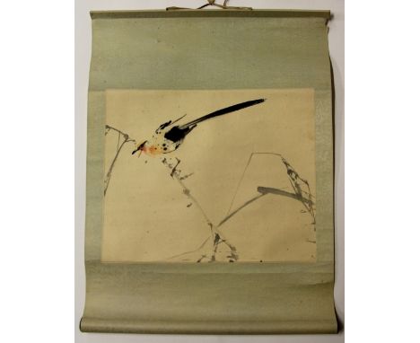 2 Small Chinese watercolour scroll paintings (56cm x 44cm