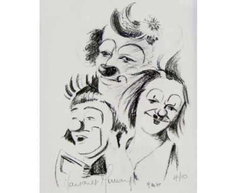 Margaret Murray
Pair limited edition prints
Two clowns, one in pointed hat and one in bowler hat, signed and dated '86, 19cm 