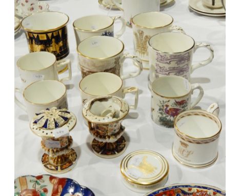 Various commemorative mugs by Copeland, Coalport, Spode Ironstone plate, another plate (15) 