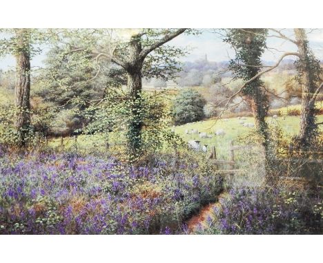 W R Martin 
Signed limited edition print 
"The View Across the Meadows", No.284/500, signed in pencil in the margin, 40cm x 6