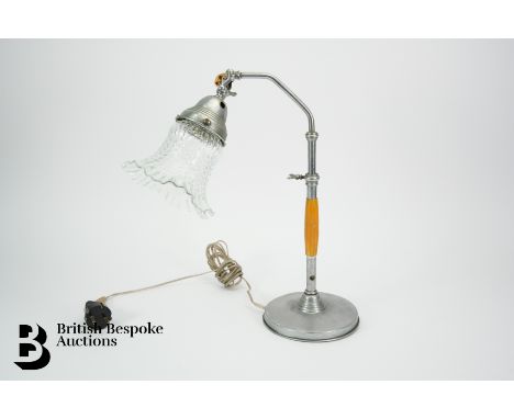 An early 20th century Art Deco Italian desk light, with frilled glass shade, approx 37 cms h.&nbsp;