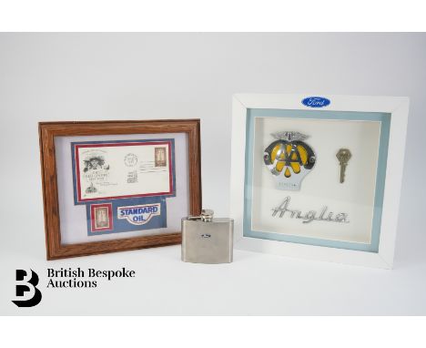 Motoring memorabilia including a framed and glazed Standard Oil Company display to celebrate the centenary of Standard Oil 18