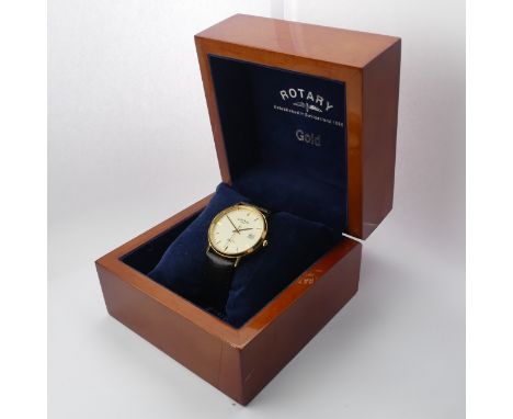 A cased Rotary Elite 18ct gold quartz Wristwatch, 33mm diameter, with guarantee booklet, running,&nbsp;as new, with little or