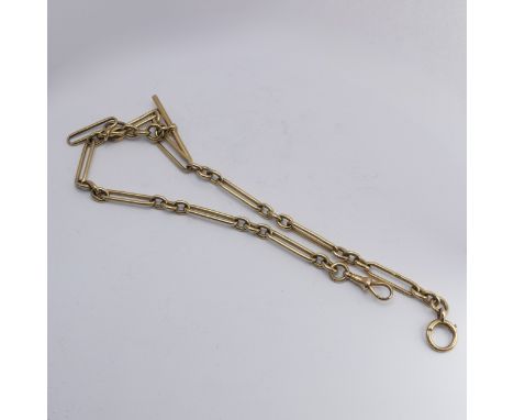 An 18ct yellow gold Watch Chain, each link marked individually, with a bolt ring (unmarked) and clip at each end, the centre 
