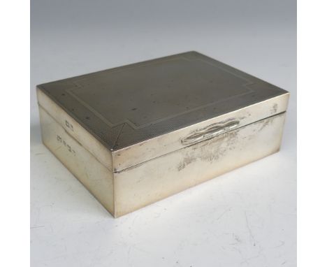 An Elizabeth II silver Cigarette Box, by&nbsp;A Wilcox., hallmarked Birmingham 1954, of hinged rectangular form, the lid with