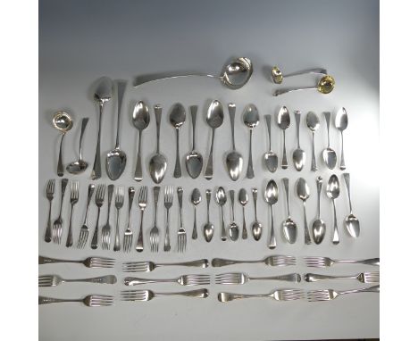 A matched part canteen of George III silver Flatware, all Old English pattern, by&nbsp;George Smith&nbsp;(III) &amp; William 