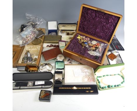 A quantity of vintage and later Costume Jewellery,&nbsp;including Lee Sands Necklaces, silver and marcasite brooch and rings,