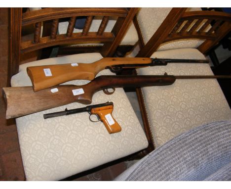 Two vintage air rifles together with a Diana air pistol