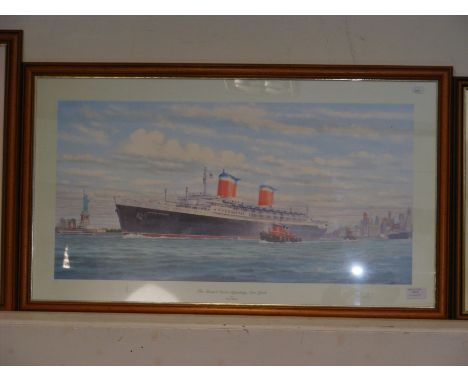 A Limited Edition S.W Fisher print of cruise liner entitled 'The United States Departing New York' 
