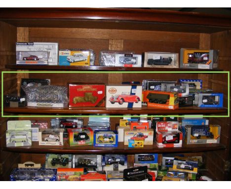 Die cast models vehicles including Matchbox Models of Yesteryear - on one shelf