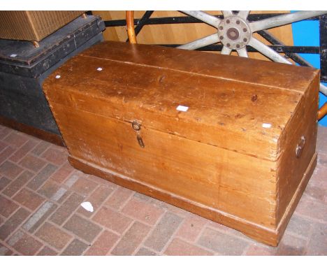 A Victorian dome top pine trunk - 110cm wide 