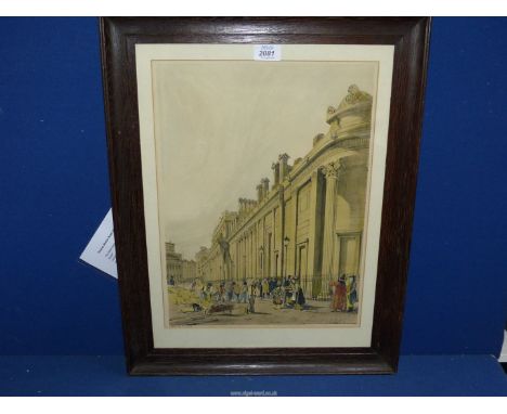 A Thomas Shotter Boys (1803-1874) " The Bank looking towards The Mansion House", hand coloured lithograph, 1842, 23 1/4" high