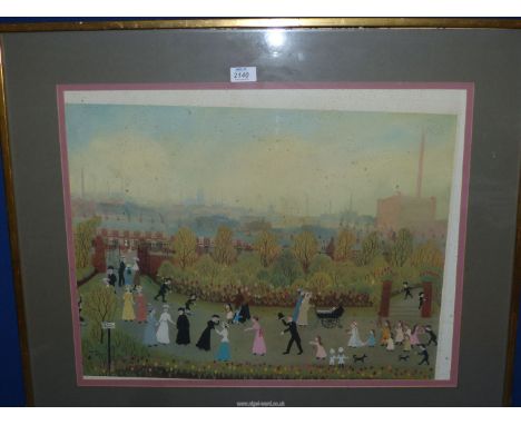 A signed Helen Bradley limited Photo Lithograph 'The Park on May Day', 69cm x 81cm.