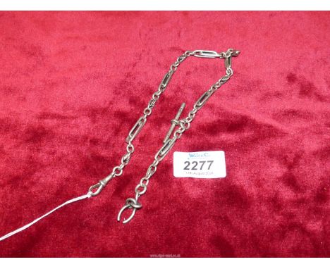 A Silver Trombone link Albert watch chain with T-bar, maker J. T & S.