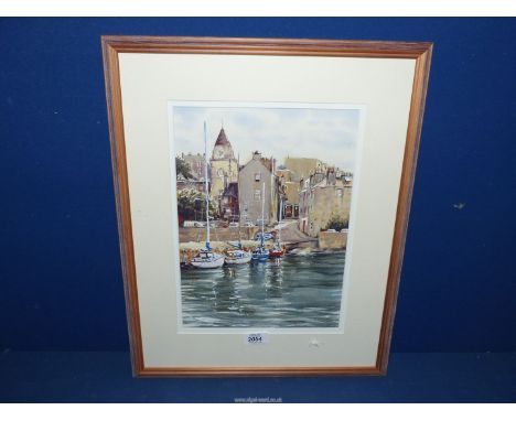 A framed and mounted Watercolour titled verso "South Queensferry Harbour", signed lower right R. Graham (Robert), 16 1/2" x 2