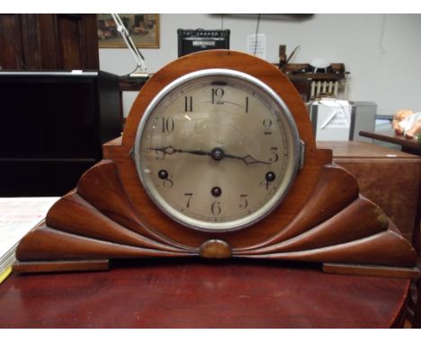 Art deco walnut cased mantel clock