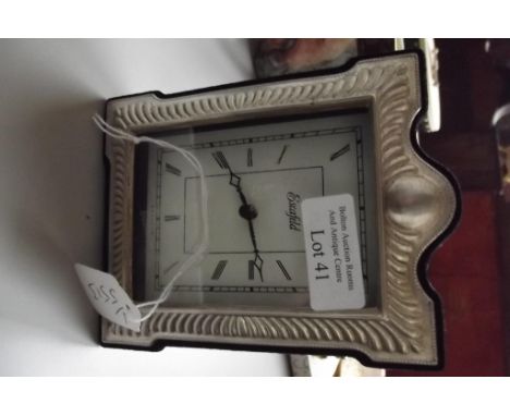 Hall marked silver cased clock