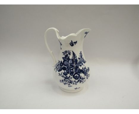 A large blue and jug with Worcester crescent moon mark to base