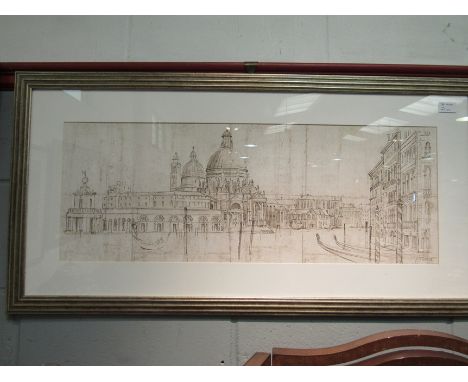 A set of three modern Venetian architectural design prints, framed and glazed