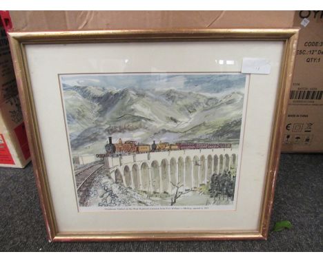 Early 20th Century print Glenfinnan Viaduct on the West Highland extension, framed and glazed, 22 x 25cm