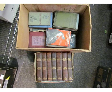 Seven leather bound volumes of I.C.S Reference Library to include electric railways, storage batteries, lighting interior wir