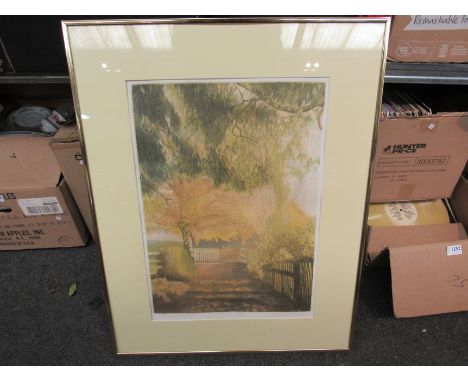 Michael Carlo (XX) 'Through the Gate' pencil signed limited edition print, No. 107/200, framed and glazed, 49cm x 35cm