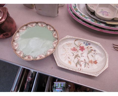 A Victorian Royal Worcester cake stand and Crown Derby supper dish