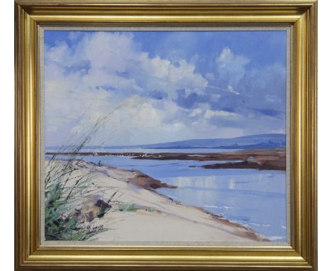 * HELEN M TURNER PAI (SCOTTISH b. 1937),SANDBANKS, MOUTH OF THE DOONoil on canvas, signed, titled labels versoimage size 66cm