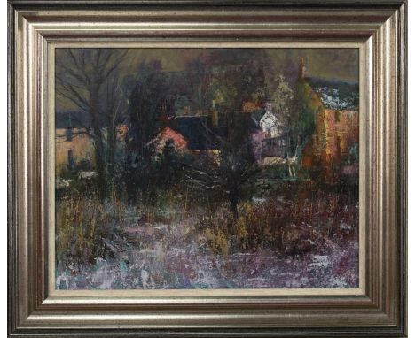 * WILLIAM BIRNIE RSW RGI (SCOTTISH 1929 - 2006),WINTERFIELD, KILBARCHANoil on board, signed, titled labels versoimage size 35