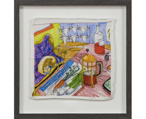 * GRAYSON PERRY RA (BRITISH b. 1960),THE VANITY OF SMALL DIFFERENCESbamboo silk handkerchiefimage size 30cm x 30cm, overall s