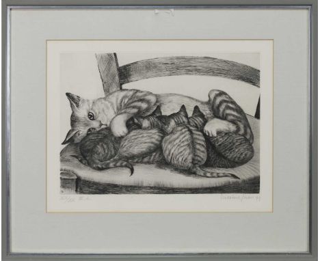 * MAXIME JUAN (FRENCH CONTEMPORARY).KITTENSetching on paper, signed, dated '79 and numbered XX/XX (20/20)image size 27cm x 38