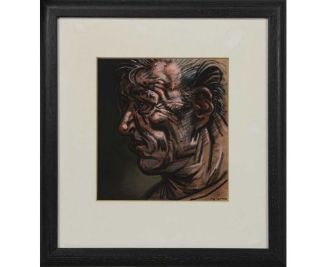 * PETER HOWSON OBE (SCOTTISH b. 1958),REFLECTIVE SINNERpastel on paper, signedimage size 25cm x 23cm, overall size 47cm x 43c