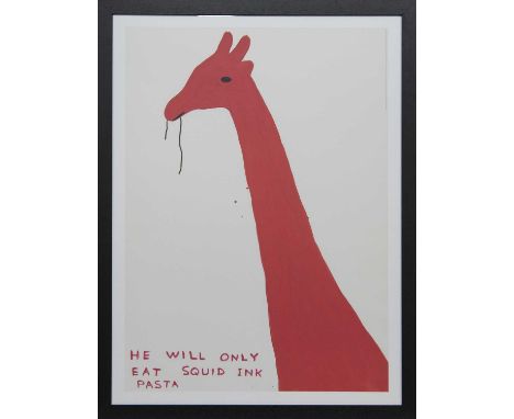 * DAVID SHRIGLEY OBE (SCOTTISH b. 1968),HE WILL ONLY EAT SQUID INK PASTAlithograph on 200g Munken Lynx paperimage size 74cm x