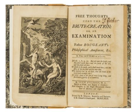 NO RESERVE Hildrop (John) Free Thoughts upon the Brute-Creation, first edition, engraved frontispiece, half-title, small marg