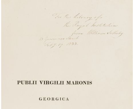 Virgilius Maro (Publius) Georgica Publii Virgilii Maronis Hexaglotta, presentation copy from the English translator, ink insc