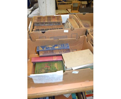 Two boxes of books to include vintage leather bound Bibles