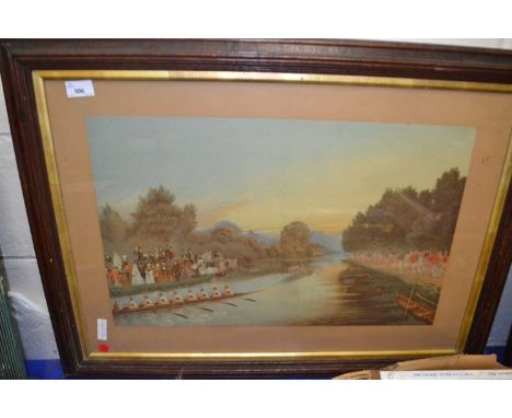 Victorian coloured print of a rowing scene