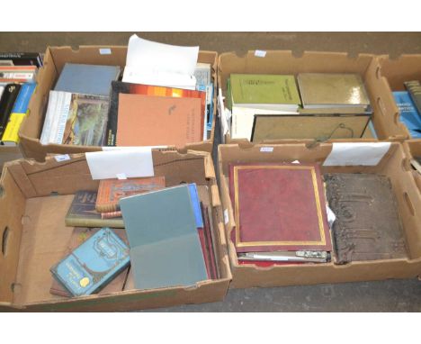 Four boxes of mixed books, vintage photograph albums etc