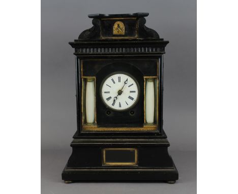 19th century mantel clock with Black Forest type movement (af)