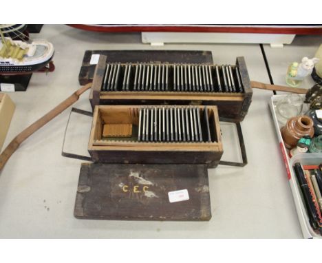 Two boxes of magic lantern slides 